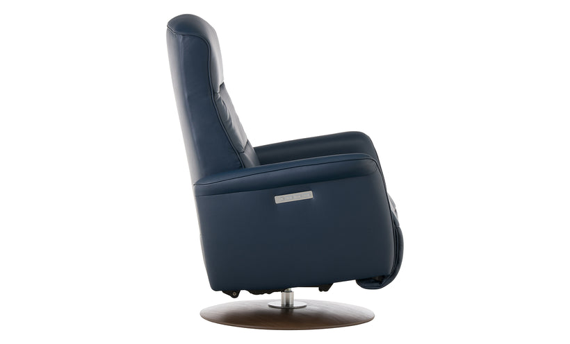 Blue recliner chair on a white background